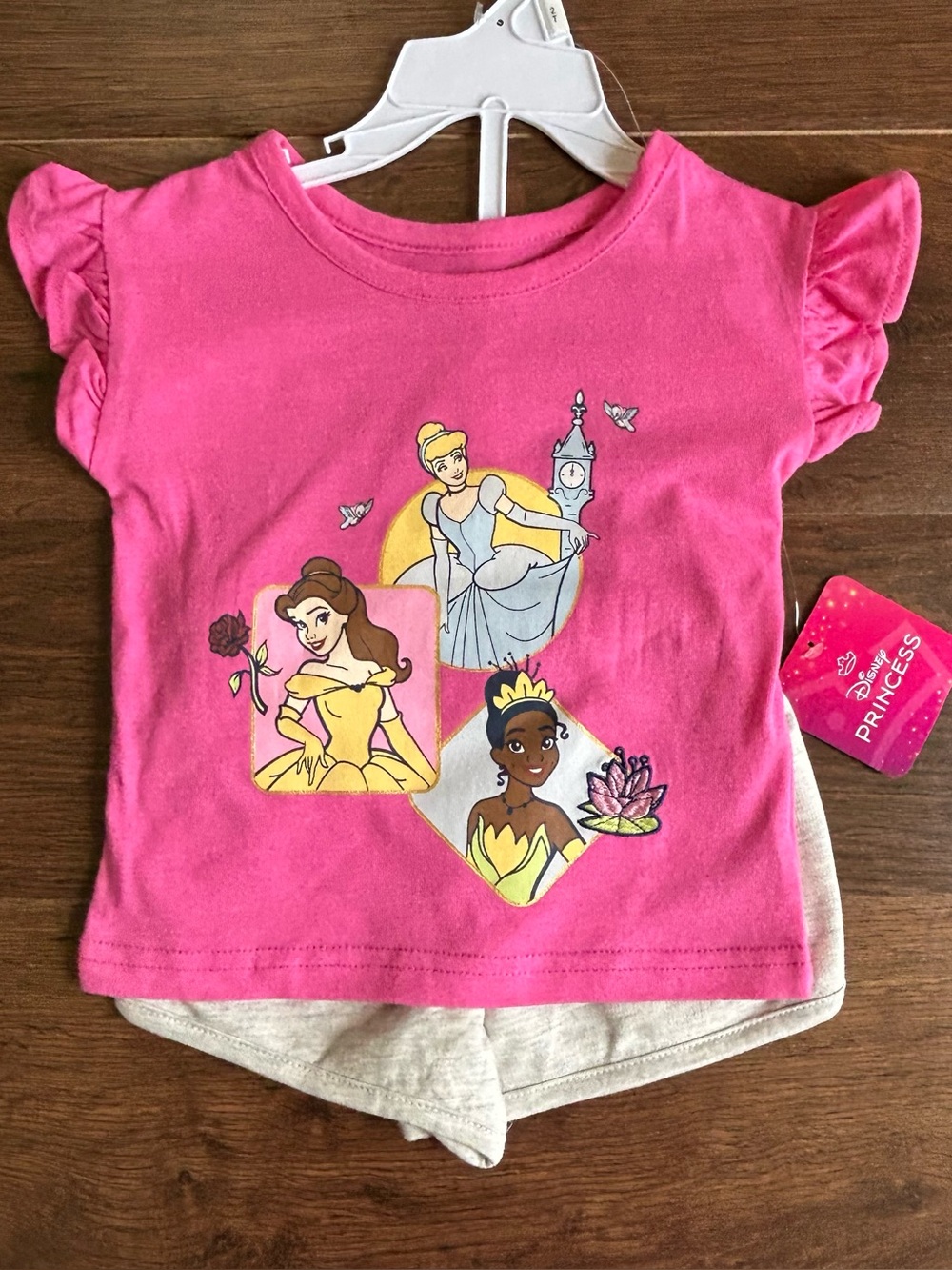 Disney Princess Ruffle Shirt and Shorts Set 2T Belle Cinderella Tiana